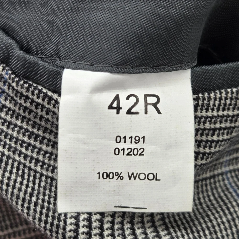 Jos A Bank Signature Collection Mens 42R Grey Glen Check Wool Blazer Suit Jacket